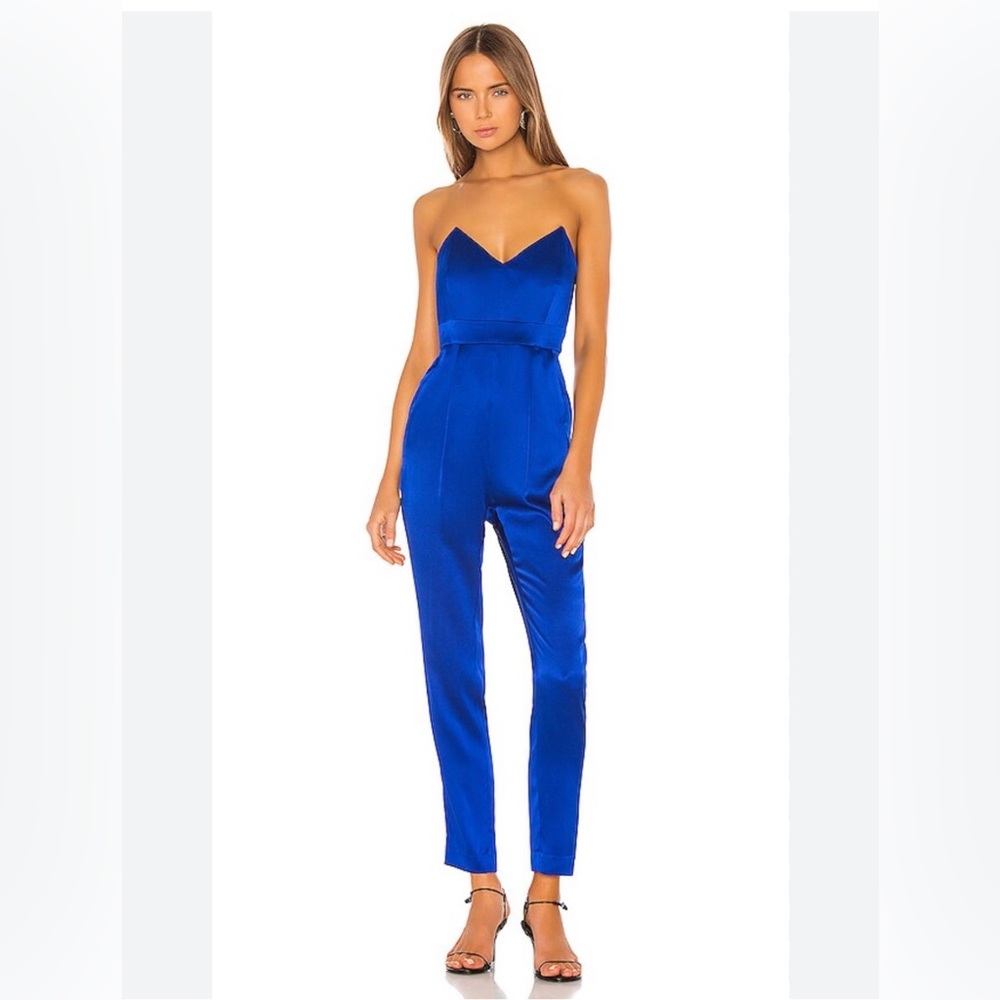 Michelle Mason Strapless Plunge
Jumpsuit in Cobalt